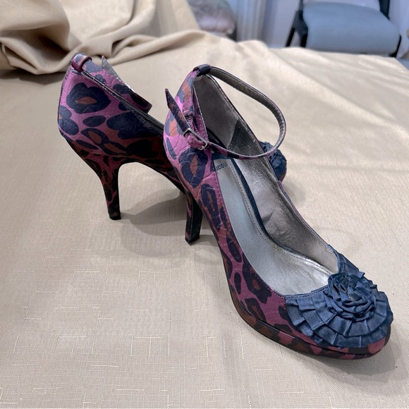 Purple Animal Print Platform Heels sz 7.5 - Picture 1 of 7
